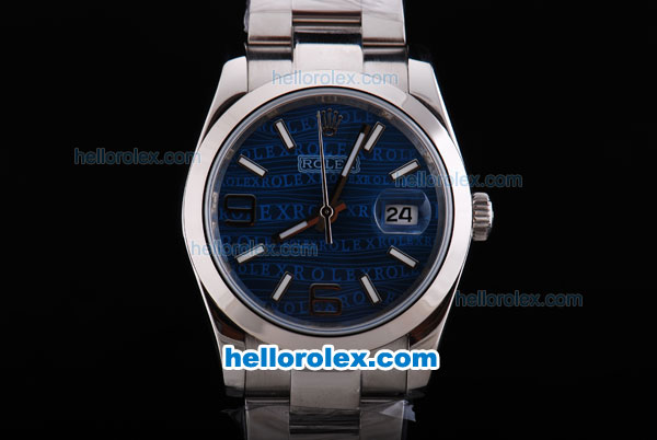 Rolex Datejust Automatic with Blue Dial and Smooth White Bezel - Click Image to Close